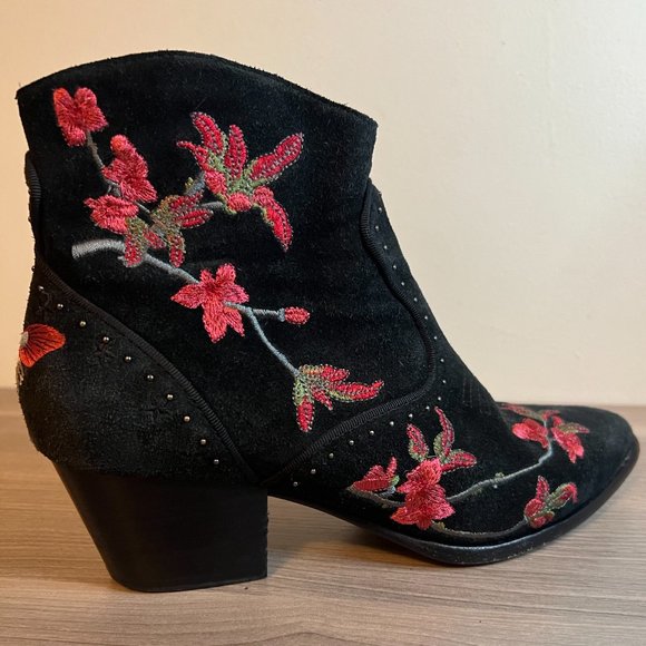 ASH Heidi suede embroidered ankle boots sz 37 - Picture 3 of 7